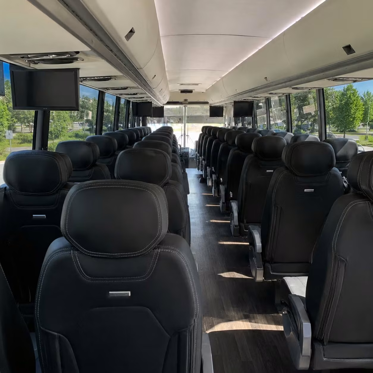 56 passenger charter bus inside
